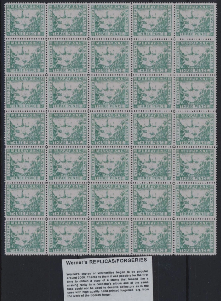 FALSIFICACIÓN - FALSIFICACIÓN/RÉPLICA de Victoria de Werner - Murray Steamship local - 3p grn Foto 1 de 1