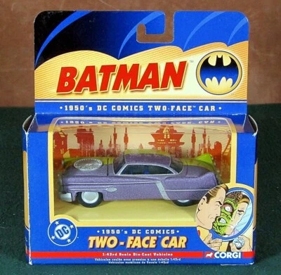 77318 CORGI 1950'S DC COMICS BATMAN TWO-FACE CAR 1:43 SCALE DIECAST VEHICLE EXMT - Image 1 of 4
