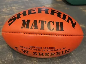 Vintage Sherrin Leather Match Rugby Ball w/Laces Australian Football League - Picture 1 of 3
