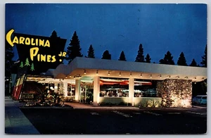 Carolina Pines "Jr." Restaurant Nachtansicht Hollywood Kalifornien Chrom Postkarte - Bild 1 von 3