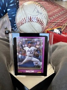 David Cone Signed Baseball Autograph With Trading Card on Plastic Display - Picture 1 of 4
