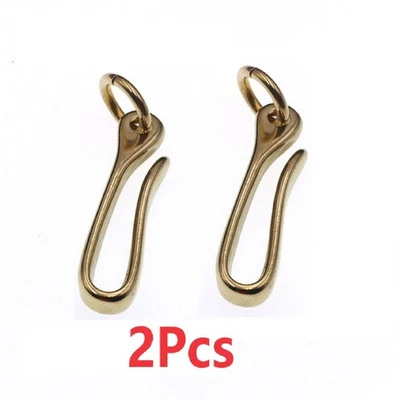 2 Piezas Pequeño Retro Latón Sólido Llavero Llavero Cinturón U Gancho Cartera Cadena Gancho para Peces Foto 1 de 4