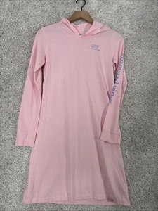 Vineyard Vines Hoodie Beach Cover Up Dress LS Girls Large Whale Pink Blue - Picture 1 of 13