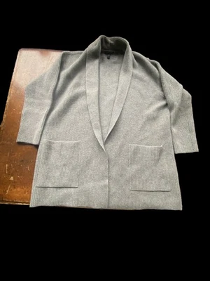 Cárdigan abierto de cachemir Eileen Fisher para mujer plumero gris acanalado SP Foto 1 de 4