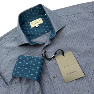 Ted Baker Herren Endurance Hemd 15 34/35 (Med) Flip Cuff *Neu mit Etikett Langarm Slim Fit - Bild 1 von 10