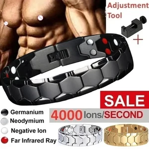 Magnetic Bracelet PURE TITANIUM 3500 Gauss Strong Powerful Arthritis Wristband - Picture 1 of 17
