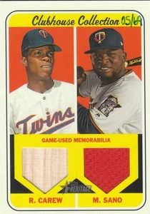 2018 Topps Heritage Clubhouse Collection Relics Rod Carew Miguel Sano  /69 NM-MT - Picture 1 of 2