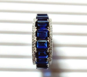 Natürlich Kyanit Edelstein 925 Sterlingsilber Band Geburtsstein Hochzeit Bänder - Bild 1 von 9
