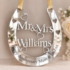 Personalised Wedding Mr & Mrs Good Luck Bridal Gift Lucky Keepsake Horseshoe H18