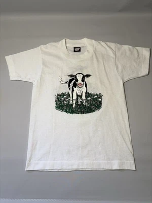 VTG 80s Screen Stars Best Tee Single Stitch 2 Sided Cow Graphic Youth 10-12 USA - Image 1 of 4