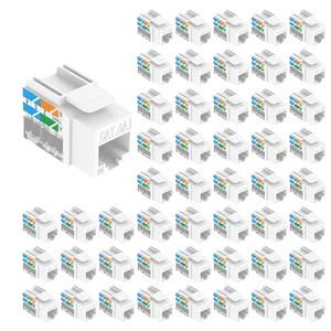 Jacks Keystone Cat6A RJ45 listados por UL paquete de 50, conectores Ethernet modulares tipo 110 UTP - Imagen 1 de 8