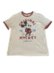 Walt Disney World Shirt Adult Large Beige Mickey Mouse Original 1928 Ringer Exc - Picture 1 of 8
