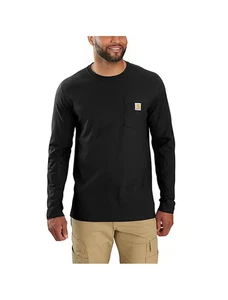 Camiseta Carhartt Force Peso Medio Para Hombre 4XL~ Calce Relajado Negra Manga Larga ~ NUEVA - Imagen 1 de 5