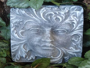 Plastic green lady face mold 8" x 6" x up to 1.5" thick concrete plaster mould - Picture 1 of 2