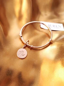 🍉🍉 Summer🍉🍉 ✨ Lauren Ralph Lauren Gold-Tone LRL Logo Charm Bangle bracelet✨ - Picture 1 of 11