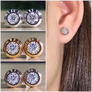 925 Silver,Rose Gold,Gold Women Jewelry Elegant Cubic Zircon Stud Earring - Picture 1 of 4