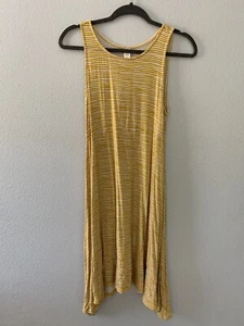 Old Navy Midi Dress Asymmetric Shift Sleeveless Mustard Stripe Flowy Maternity S - Picture 1 of 2