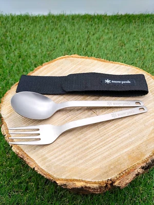 Snow Peak "Whopper Weapon” Fork & Spoon Titanium with Limited Black Case  Japan - Image 1 of 4