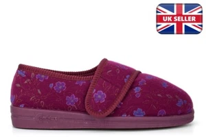 Comfylux Womens Wide Fit Diabetic Slippers Touch Fastening Washable EEEE Width