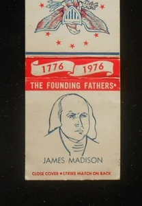 1976 James Madison Founding Father Revolution Bicentennial Matchbook - Picture 1 of 1