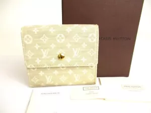 Auth LOUIS VUITTON Monogram Mini Lin White Canvas Brifold Wallet #9426 - Picture 1 of 12