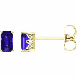 Pendientes de amatista genuina en oro amarillo de 14K - Imagen 1 de 1