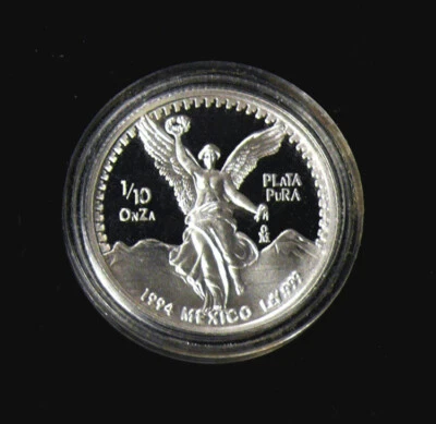 1994 PROOF  1/10oz ONZA MEXICO LIBERTAD .999 PLATA PURA SILVER - Image 1 of 2