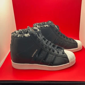 Adidas Superstar Up Wedge Black Gold w/ faux leopard lining, size 8, EUC - Picture 1 of 10
