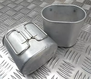Genuine M84 Type Swiss Military Issue Metal Billy Can Aluminium Mugs X2 EBYT85 - Picture 1 of 7