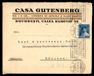 Mayfairstamps Romania 1928 Casa Gutenberg Advertising To Germany Cover aac_62593
