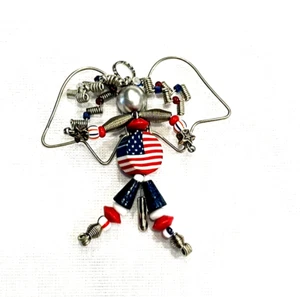 PIN PALO COLGANTE MOONBABIES HECHO A MANO Ángel Patriótico Rojo Blanco Azul 4 de Julio - Imagen 1 de 5