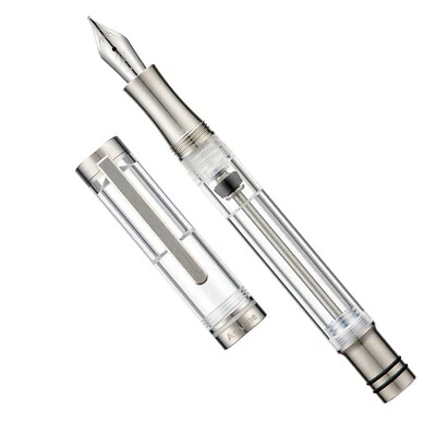 V200 Asvine Titanium Fountain Pen Vacuum Filling, EF/F/M/B Nib Clear Acrylic Pen - Image 1 of 4