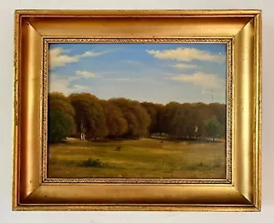 Early 19th Century English / European Forest Oil Painting in 18K Gold Leaf Frame - Picture 1 of 18