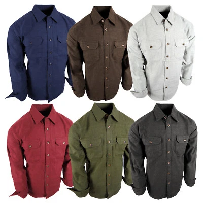 Chamois Shirt Mens Flannel Thick Rugged Work Stretch Button Pocket True Fit - Image 1 of 3