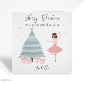 Personalisierte Ballerina Weihnachtskarte für Tochter, Nichte, Enkelin Geschenk - Bild 1 von 9