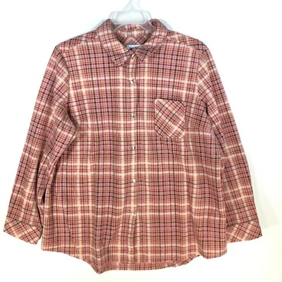 Denim & Co Shacket X-Large Printed Lightweight Fleece Snap Front Antigue Rose - Image 1 of 4