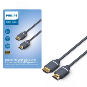 Câble HDMI 2.0 Philips 3m – 4K UHD 60Hz, connecteurs dorés, ARC HDR - Photo 1/3