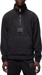 Jordan Essentials Men's Winterized Fleece Half-Zip Black Red FD7863-010 Sz M - Picture 1 of 4