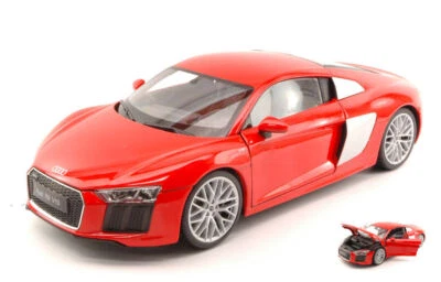 MODELLINO AUTO STATICO WELLY AUDI R8 V10 2016 ROSSO MODELLISMO SCALA 1:18 - Immagine 1 di 2