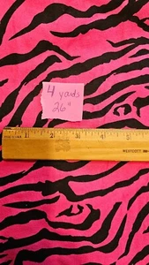 4YARD 26" ZEBRA ANIMAL STRIPE FLANNEL FABRIC SEWING RAG QUILT BLACK HOT PINK - Picture 1 of 2