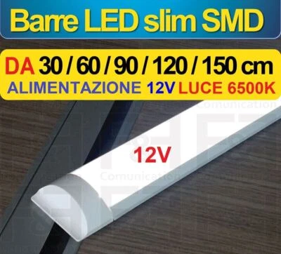 NEON BARRA LED 12V A SOFFITTO PLAFONIERA SMD 22W 30/60/90/120/150CM CAMPER 6500K - Immagine 1 di 3