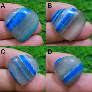 Unique Blue Banded Agate Pear Shape Cabochon Loose Gemstone For Making Jewelry - Picture 1 of 13