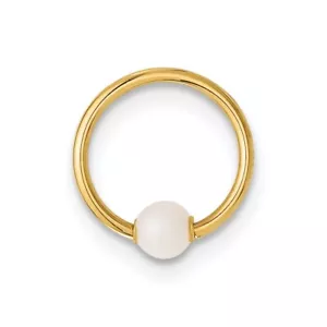 14K Yellow Gold 18 Gauge Polished Simulated Pearl Cartilage Ring - Picture 1 of 4
