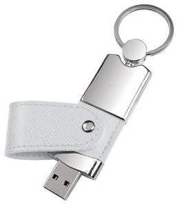 PENDRIVE USB 16 GB in METALLO e PELLE BIANCA PERSONALIZZATA con INCISIONE! - Foto 1 di 1