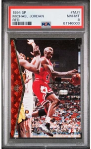 1994 SP Insert MJ1 Michael Jordan HOF Red 'He's Back' PSA 8 - Historic B-Ball! - Picture 1 of 2