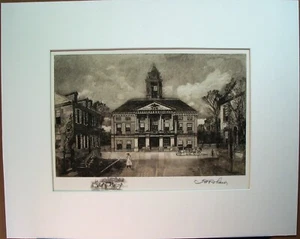 Robert Shaw 1859-1912 rare etching 'Federal Hall NYC' 1906 matted superb - Bild 1 von 9