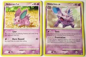Nidoran 72/111 & Nidorino 74/111 Platin Rising Rivals 2 Pokemon Karte - Bild 1 von 2