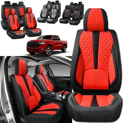 For Dodge Ram 1500 2500 3500 Leather Car Seat Cover 2/5-Seats Front Rear Cushion - Image 1 of 4
