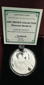 Amy Brown #6 Dragon Secrets 1 Oz .999 Silver Proof Fantasy Art Coin w/COA - 1058 - Picture 1 of 3