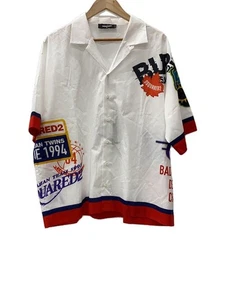 DSQUARED2 Short Sleeve Shirt 24ss Logomania 58 Cotton WHT S74DM0816 D35010 Used - Picture 1 of 5
